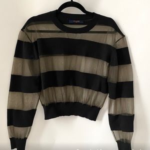 Louis Vuitton Black Sheer Striped Sweater - Small